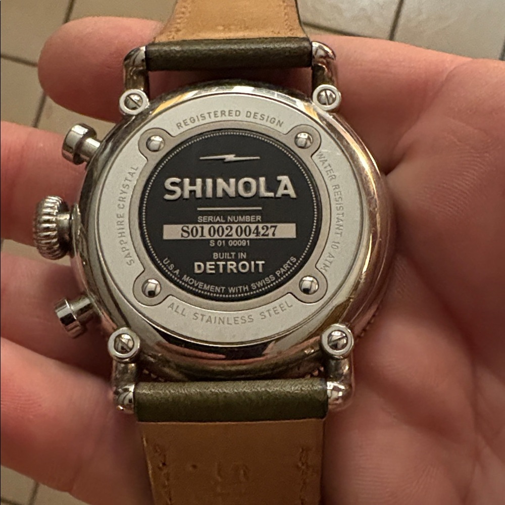 Shinola Argonite 5050 Watch with Brown and Green leather strap - Picture 5 of 5